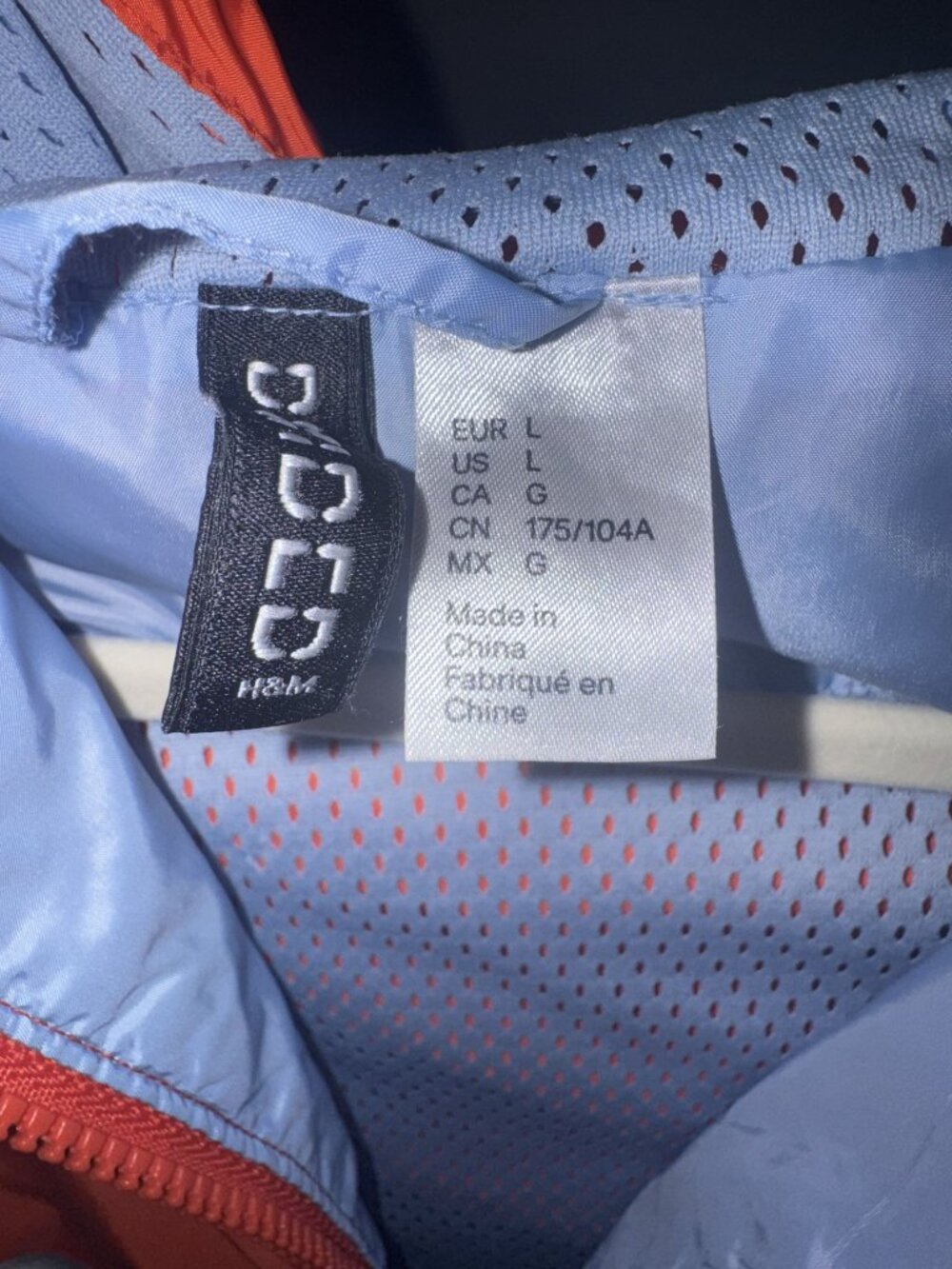 H&M Divided Colorblock Windbreaker Jacket Orange Blue White Size L - Picture 4 of 5